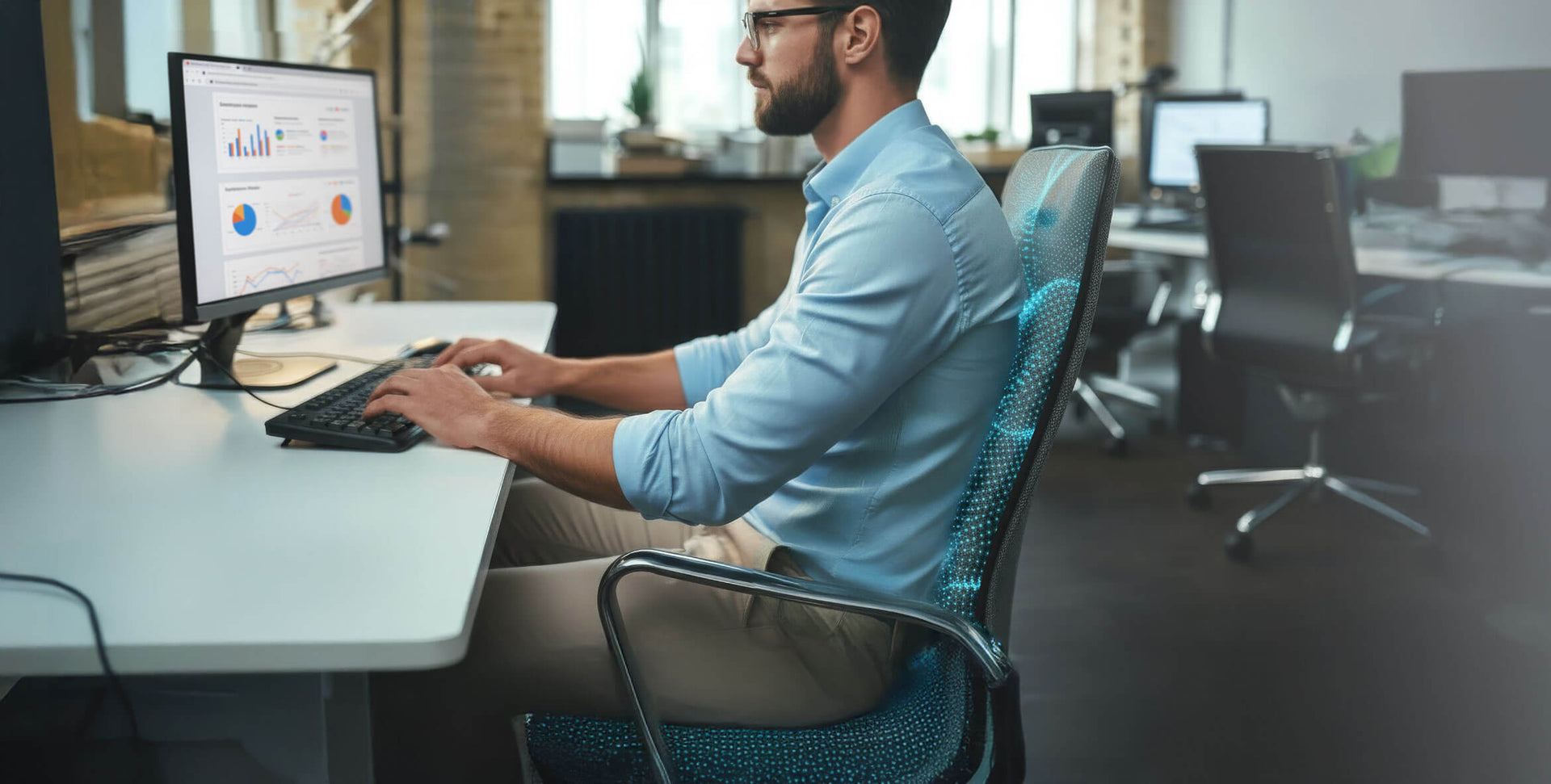 BioRelax Sitzauflage Kleinsche Felder - Anwendung im Büro